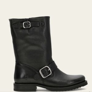 FRYE Veronica Short Black Leather Moto Boots | Heritage Construction. Size 7